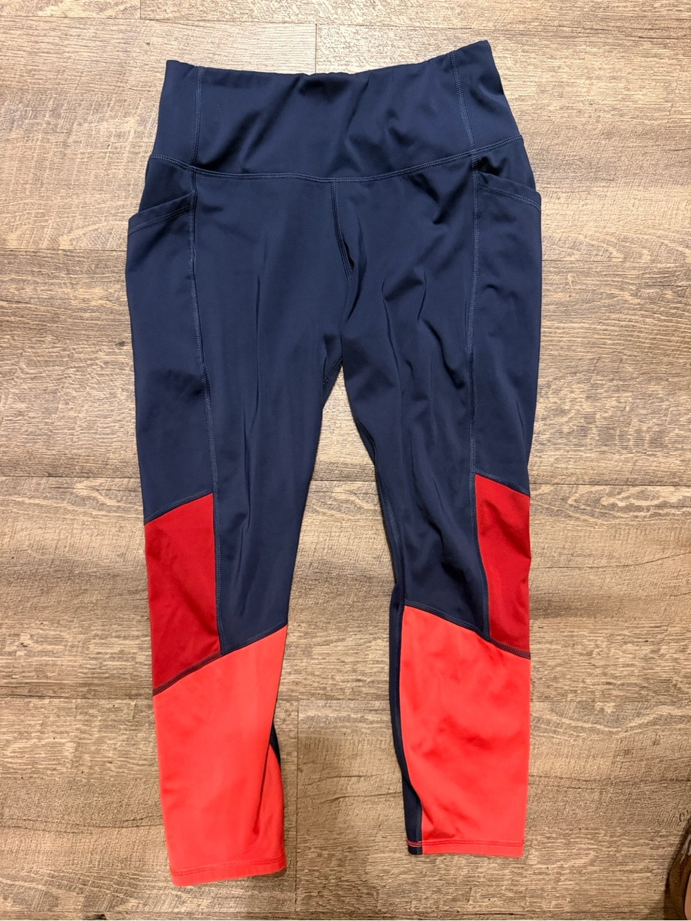 Women’s Navy Coral Colorblock Pocket Leggings M